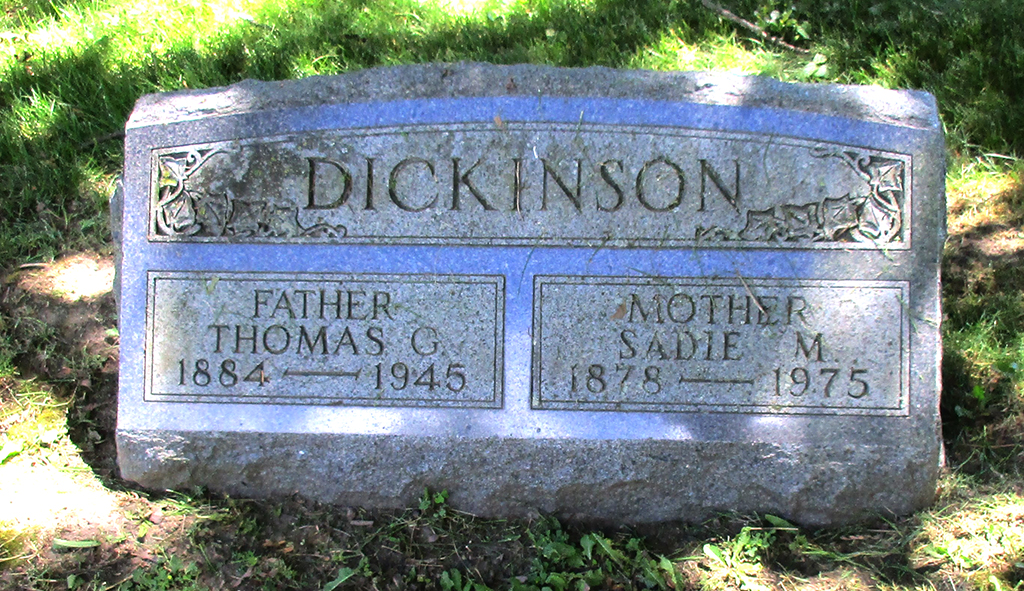 Photo of headstones/Sadie M Dickinson 1878-1975 hdstn Mound cem Racine Wisc